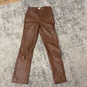 Good American Faux leather brown jeans